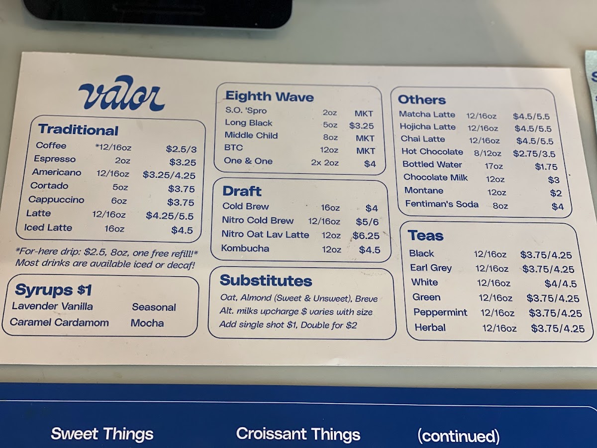 Valor Coffee Menu - Image 4
